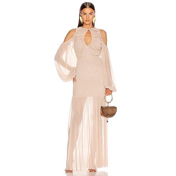 Alice McCall Spell Gown Maxi Dress nude neutral metallic knit mesh Size 4 - Picture 11 of 13
